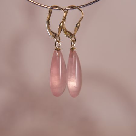 Ohrringe mit Rosenquarz vergoldet Boho Style